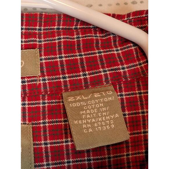 Arrow Khakis Oxford Plaid Button Down Shirt Red Check Mens 2XL Big Tall - Picture 7 of 9